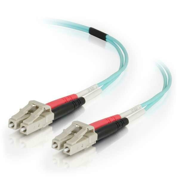 C2G 20m LC-LC 50-125 OM4 Duplex Multimode PVC Fiber Optic Cable, Aqua 1139